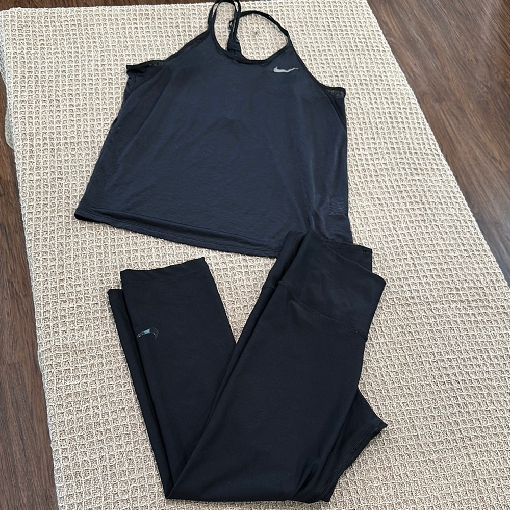 Nike black tank top and leggings set size S
